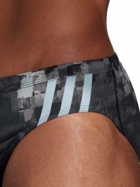 Pro 3-Stripes Ανδρικό Μαγιό Slip Black / Ash Grey με Σχέδια