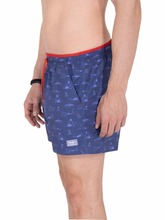 Asley Herren Badebekleidung Shorts Marineblau mit Mustern