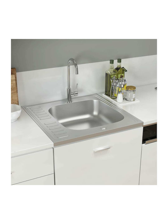 vidaXL Ένθετος Νεροχύτης Inox Μ60xΠ60cm Ασημί