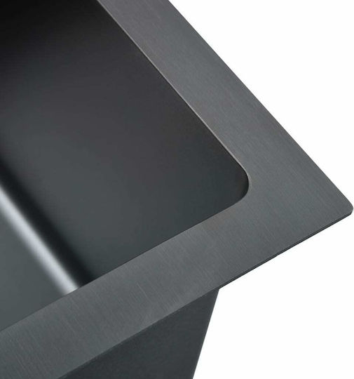vidaXL Ένθετος Νεροχύτης Inox Brushed Μ51xΠ44cm Μαύρος