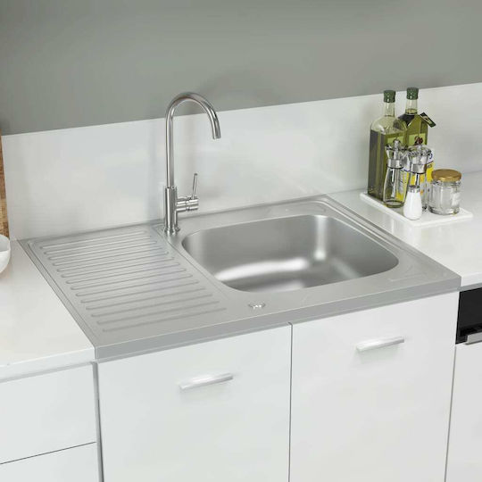 vidaXL Ένθετος Νεροχύτης Inox Μ80xΠ60cm Ασημί
