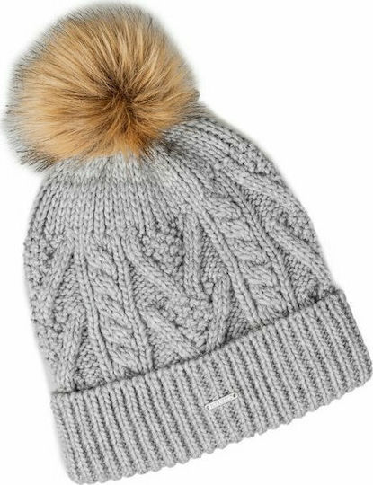 Lannah Pom Pom Beanie Frauen Beanie mit Strickmuster in Gray Farbe