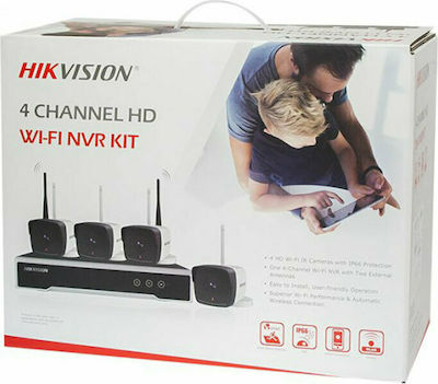 Hikvision Интегрирана система за видеонаблюдение CCTV Wi-Fi - безжична връзка с 4 камери 1080p
