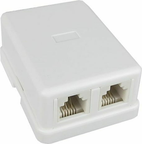Central Telephone Socket With Frame Double And Sticker In White Colour 01-04-63M