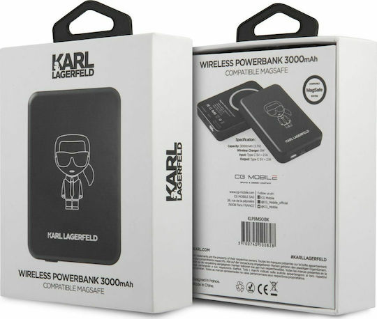 Karl Lagerfeld MagSafe Power Bank 3000mAh 5W with USB-C Port Black
