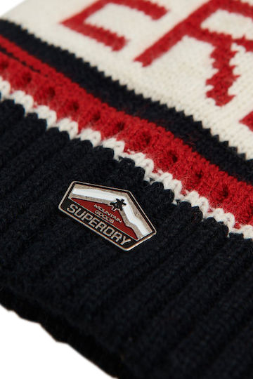 Woodruff Downhill Knitted Beanie Cap Navy Blue/Red/White