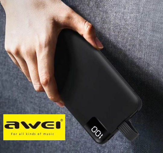 Awei P67K Power Bank 10000mAh mit 2 USB-A Anschlüssen Schwarz