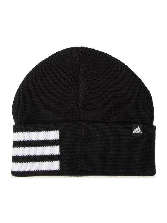 3-Stripes Beanie Unisex Σκούφος Πλεκτός σε Μαύρο χρώμα
