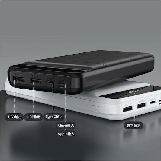 Remax RPP-141 Power Bank 30000mAh με 2 Θύρες USB-A Μαύρο