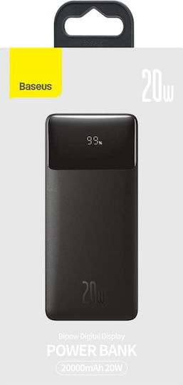 Baseus Bipow PPBD20K Power Bank 20000mAh 20W с 2 USB-A порта и USB-C порт Черен