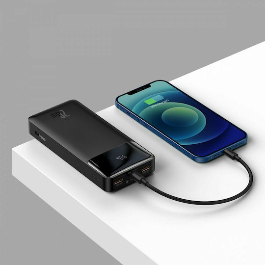 Baseus Bipow PPBD20K Power Bank 20000mAh 20W с 2 USB-A порта и USB-C порт Черен