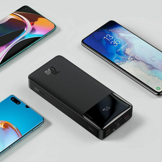 Baseus Bipow PPBD20K Power Bank 20000mAh 20W с 2 USB-A порта и USB-C порт Черен