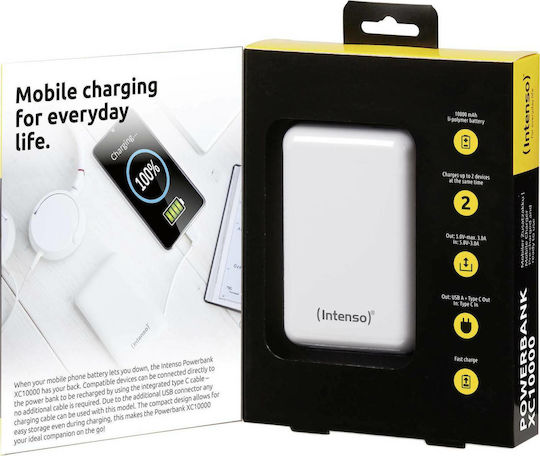 Intenso XS Power Bank 10000mAh με Θύρα USB-A και Θύρα USB-C Λευκό