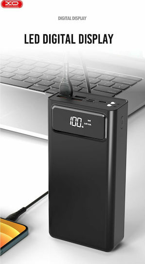 XO PR123 Power Bank 30000mAh με 4 Θύρες USB-A Power Delivery / Quick Charge 3.0 Μαύρο