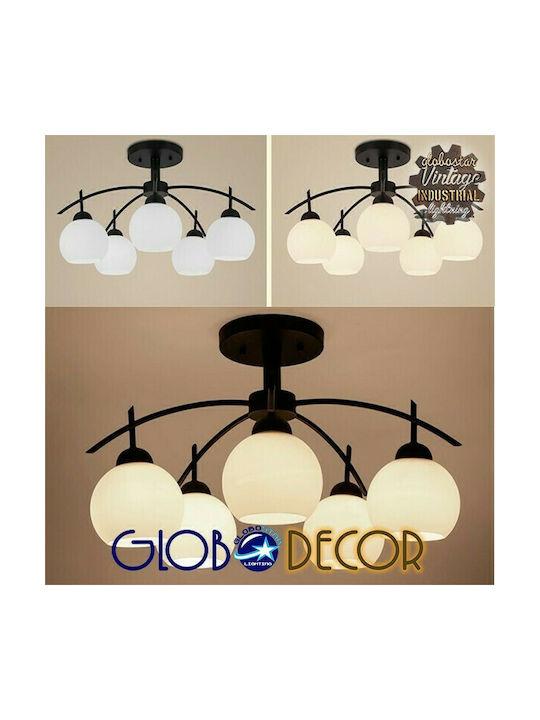 GloboStar Luna Πλαφονιέρα Οροφής 63εκ. Μαύρη με Ντουί E27