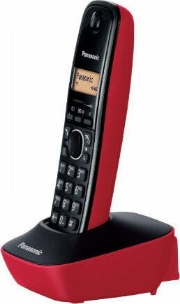 Panasonic KX-TG1611 Cordless Phone with Greek Menu Black-Red