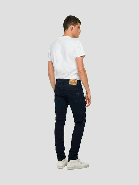 Anbass Men's Jeans Pants Elastic with Slim Tapered Fit Dark Indigo