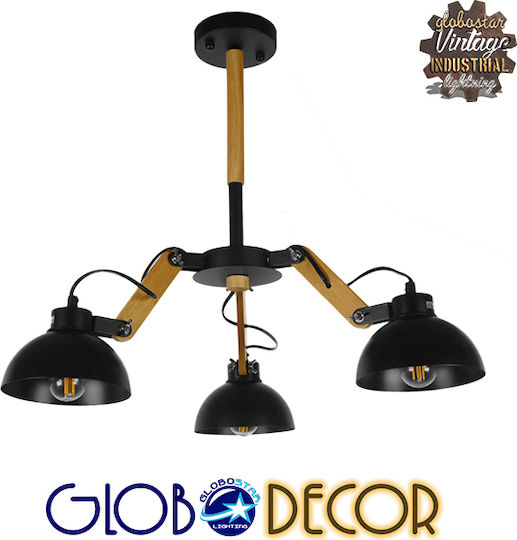 GloboStar Oldschool Deckenleuchte 75cm Schwarz mit Fassung E27