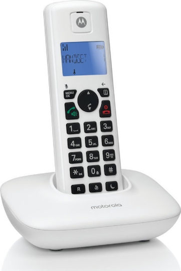 Motorola T401+ Безжичен Телефон с Българско Меню Бял
