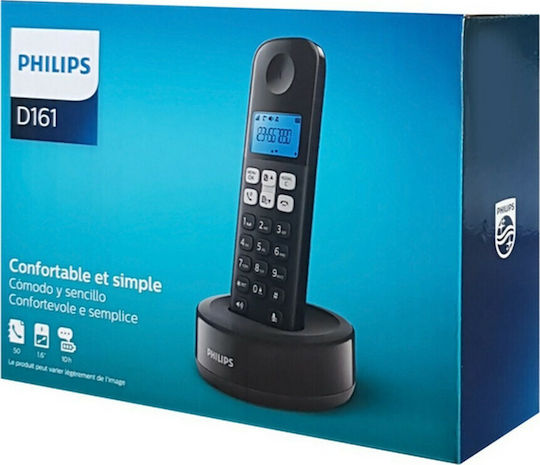 Philips D161 Ασύρματο Τηλέφωνο με Ελληνικό Μενού Μαύρο