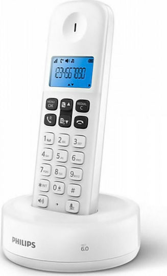 Philips D161 Ασύρματο Τηλέφωνο με Ελληνικό Μενού Λευκό