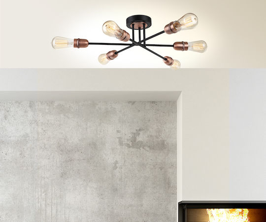 Luma Copper Plafonieră de Tavan 61buc Neagră cu Soclu E27