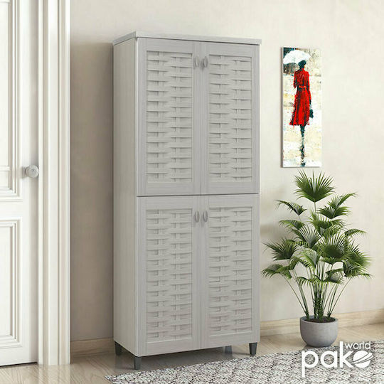 Mantam Wooden Shoe Organizer with 8 Shelves White 78x40x170.5cm