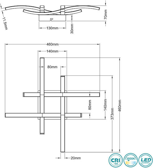 Trio Lighting Route Deckenleuchte 46cm Silber mit Integrierter LED