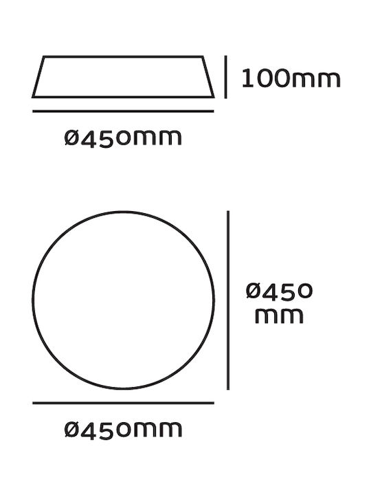 VK Lighting Πλαφονιέρα Οροφής 45εκ. Μαύρη με Ενσωματωμένο LED