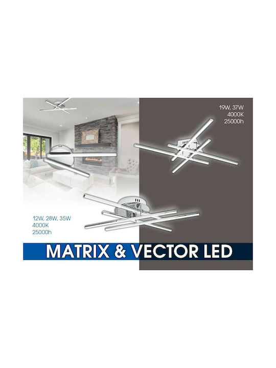 Vivalux Matrix Ceiling Mount Light 60cm Silver with Integrated LED