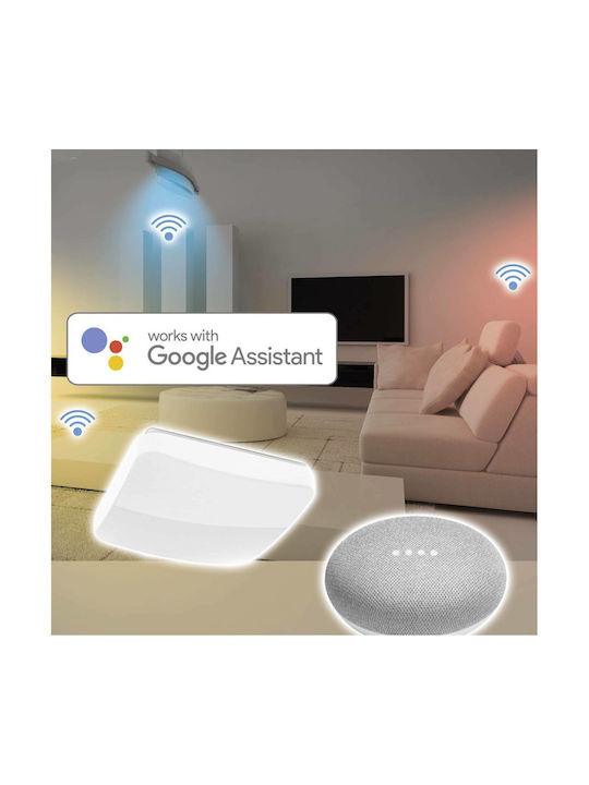 HAMA Hama Ceiling Light Glitter Effect Square Smart Πλαφονιέρα Οροφής Λευκή με Ενσωματωμένο LED