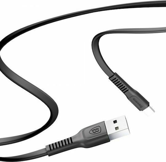 Baseus Tough Flach USB 2.0 Kabel USB-C männlich - USB-A Schwarz 1m (CATZY-B01)