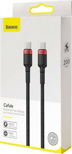 Baseus Cafule Плетен USB 2.0 Кабел USB-C Мъжки - USB-C 100W PD Червен 2m CATKLF-AL91