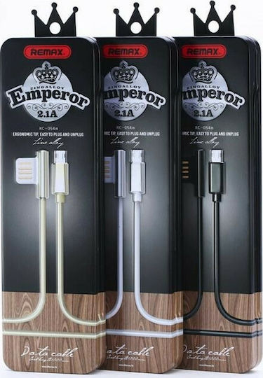 Remax Emperor RC-054a Angle (90°) / Regular USB 2.0 Cable USB-C male - USB-A Μαύρο 1m