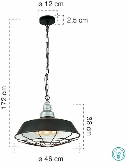 Fan Europe I-Bazar-S3 Pendant Light Black Bell with Socket E27