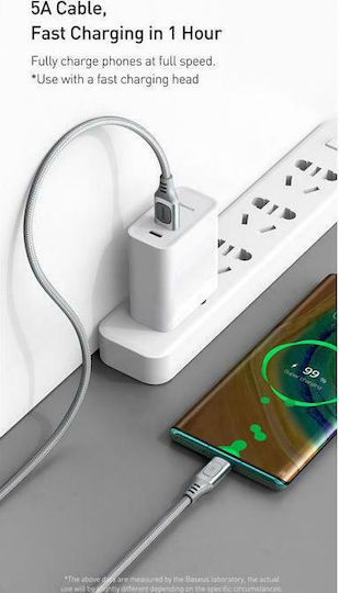 Baseus Power Delivery Geflochten USB 2.0 Kabel USB-C männlich - USB-A 15W Silber 2m (CATSS-B0S)