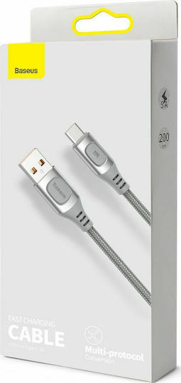 Baseus Power Delivery Geflochten USB 2.0 Kabel USB-C männlich - USB-A 15W Silber 2m (CATSS-B0S)