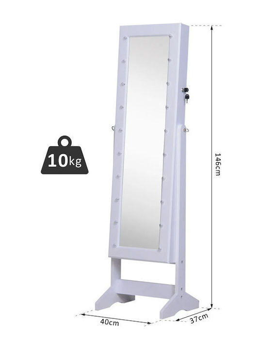 HomCom Καθρέπτης με Λευκό Ξύλινο Πλαίσιο 146x40cm