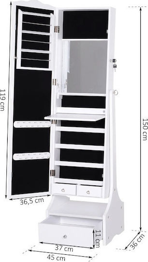 HomCom Floor Mirror with White Wooden Frame 150x45cm