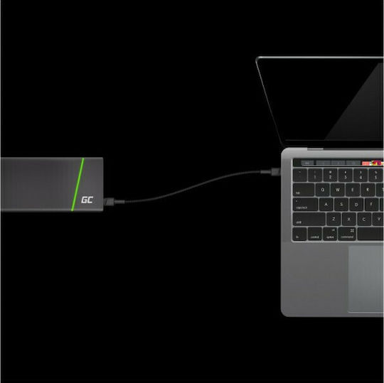 Green Cell PowerStream Braided USB 2.0 Cable USB-C male - USB-C 60W Μαύρο 1.2m KABGC30