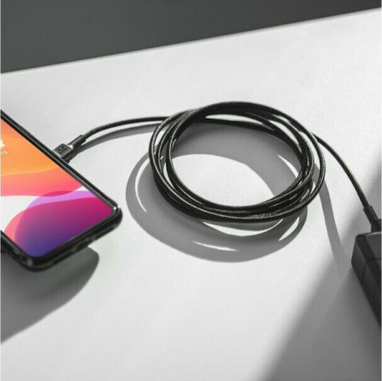 Green Cell PowerStream Braided USB 2.0 Cable USB-C male - USB-C 60W Μαύρο 1.2m KABGC30