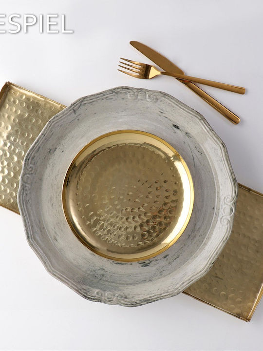Espiel Aluminum Round Decorative Tray Aluminum Serving Platter 19.5cm 19.5x19.5x1.5cm 4pcs
