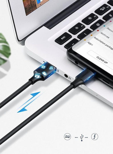Ugreen US287 USB 2.0 Cable USB-C Male - USB-A 60W PD Black 0.5m 60115