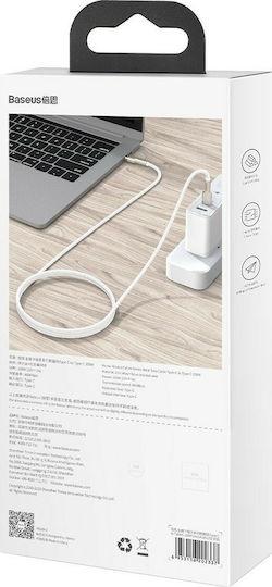 Baseus Cafule Metall Geflochtenes USB 2.0 Kabel USB-C männlich - USB-C 100W PD Weiß 2m CATJK-D02