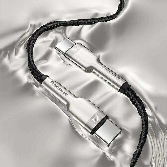 Baseus Cafule Metal Braided USB 2.0 Cable USB-C Male - USB-C 100W PD Black 2m CATJK-D01