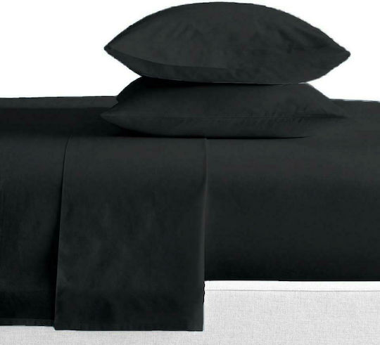 Melinen Urban Σεντόνι Υπέρδιπλο με Λάστιχο 160x200+30εκ. Black