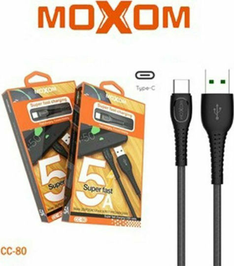 Moxom CC-80 Braided USB 2.0 Cable USB-C Male - USB-A Black 1m