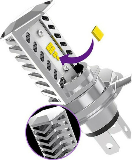 GloboStar Lamps Motorcycle H4 LED 6000K Cold White 9-32V 15W 1pcs