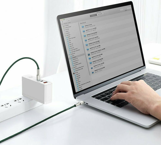Baseus Cafule Metal Braided USB 2.0 Cable USB-C male - USB-C 100W Green 1m (CATJK-C06)