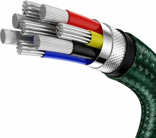 Baseus Cafule Metal Braided USB 2.0 Cable USB-C male - USB-C 100W Green 1m (CATJK-C06)